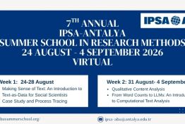 7th IPSA–Antalya Summer School for Research Methods in the Social Sciences Applications