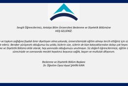 Beslenme ve Diyetetik Bölümüne Hoş geldiniz