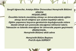 Hemşirelik Bölümü'ne Hoş geldiniz